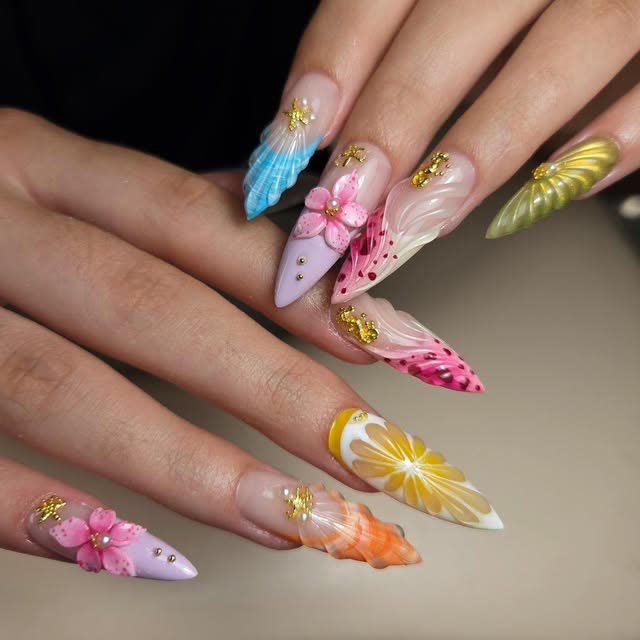 3D-bloemen op nagels, nailart van Donails